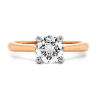 18K Rose Gold and Platinum Round Diamond Solitaire Engagement Ring