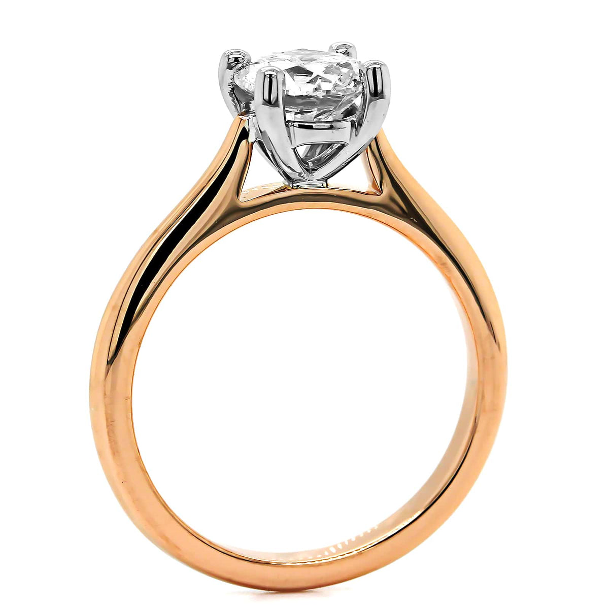 18K Rose Gold and Platinum Round Diamond Solitaire Engagement Ring ...