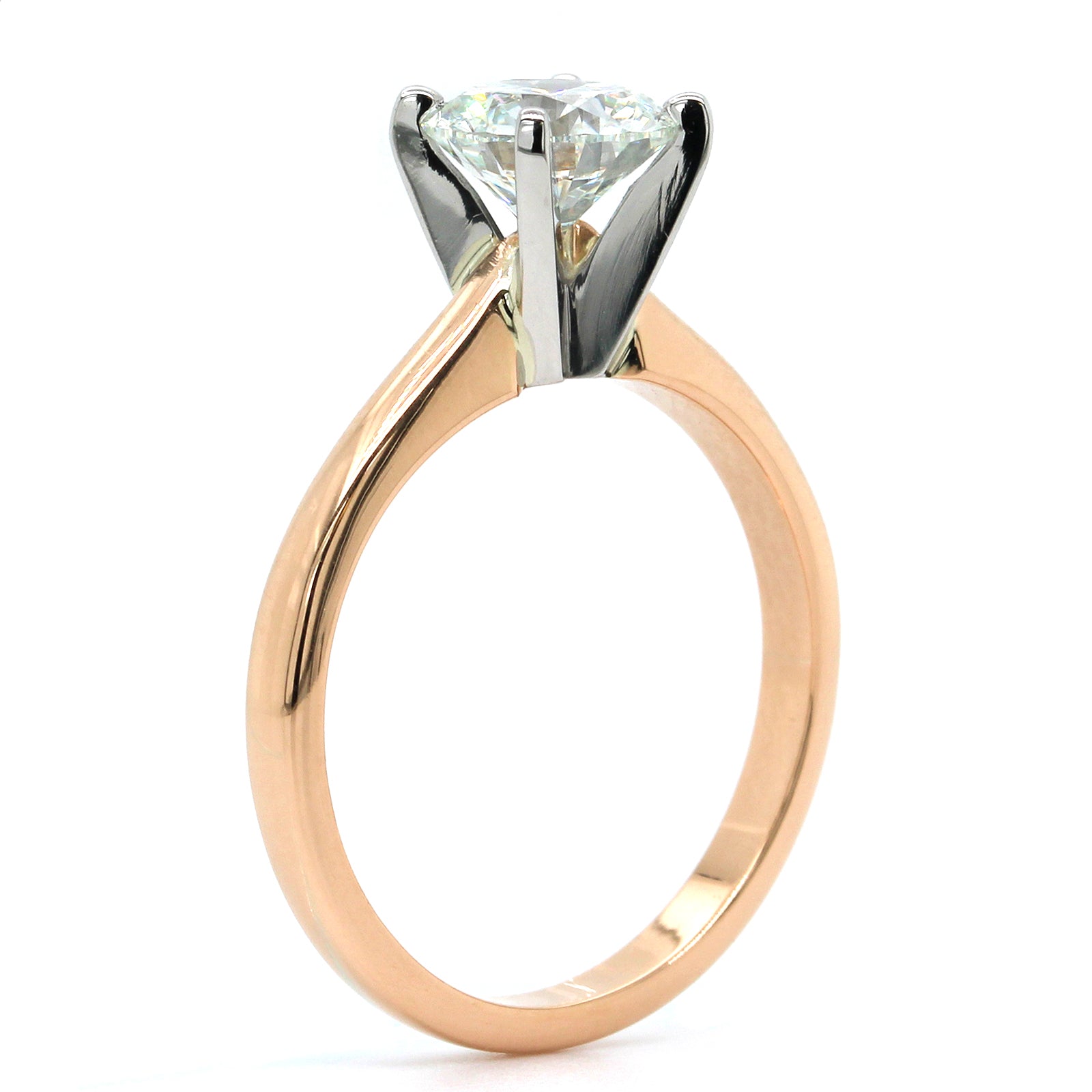 18K Rose Gold Round Diamond Solitaire Engagement Ring
