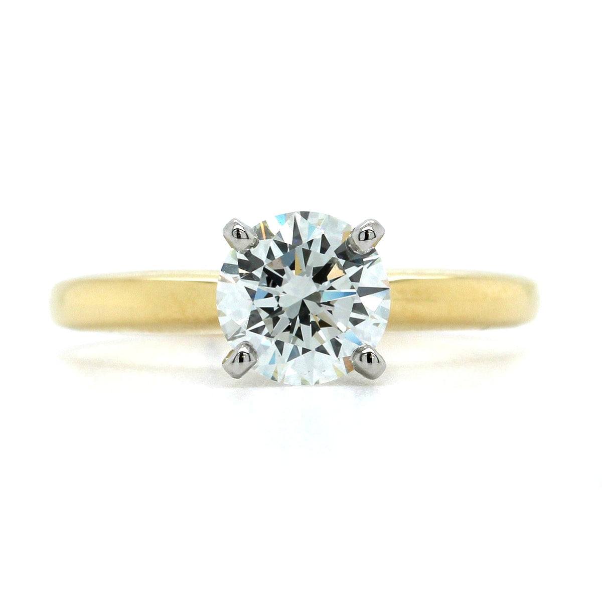 18K Yellow Gold and Platinum Diamond Solitaire Engagement Ring