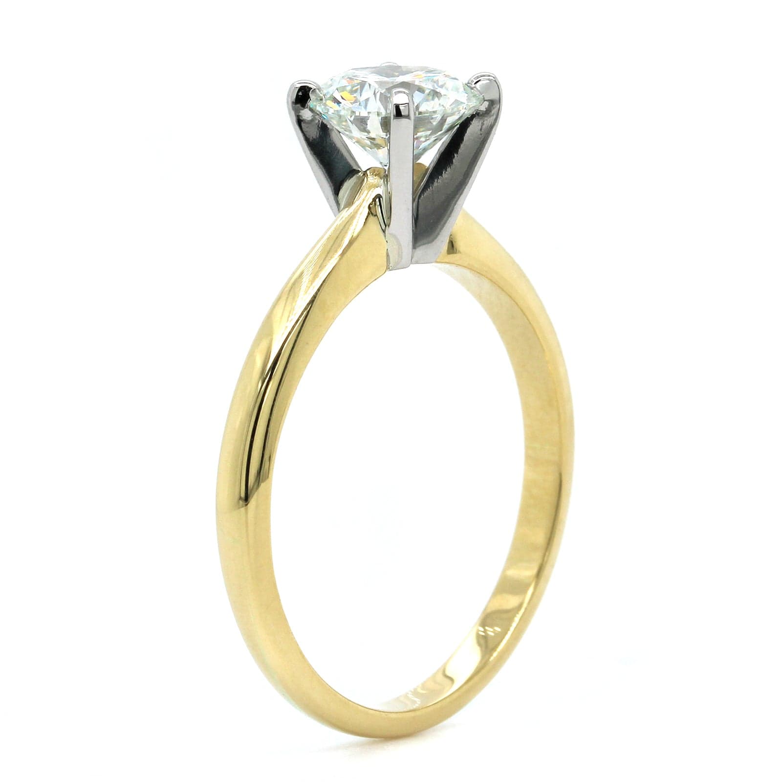 18K Yellow Gold and Platinum Diamond Solitaire Engagement Ring