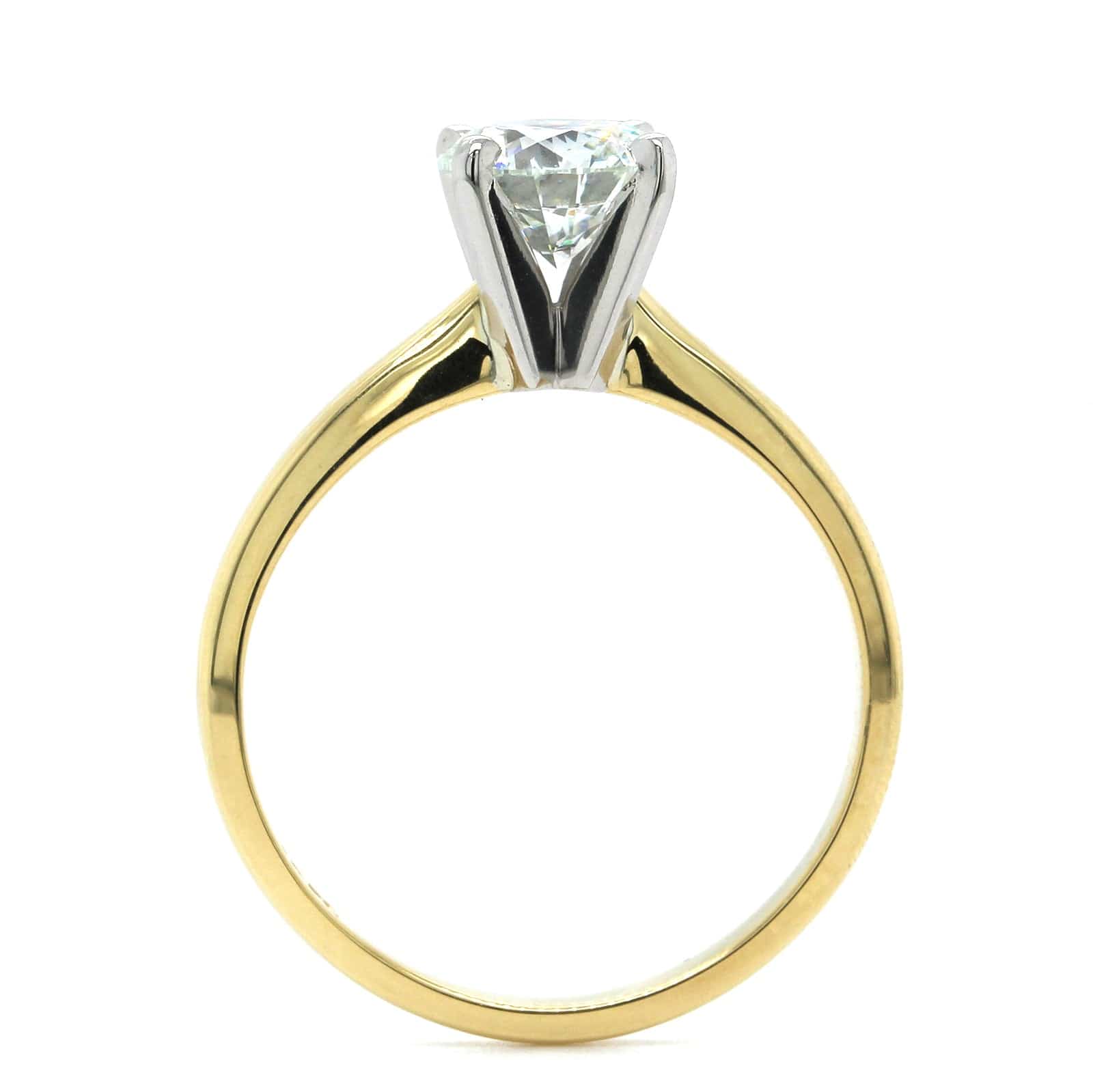 18K Yellow Gold and Platinum Diamond Solitaire Engagement Ring