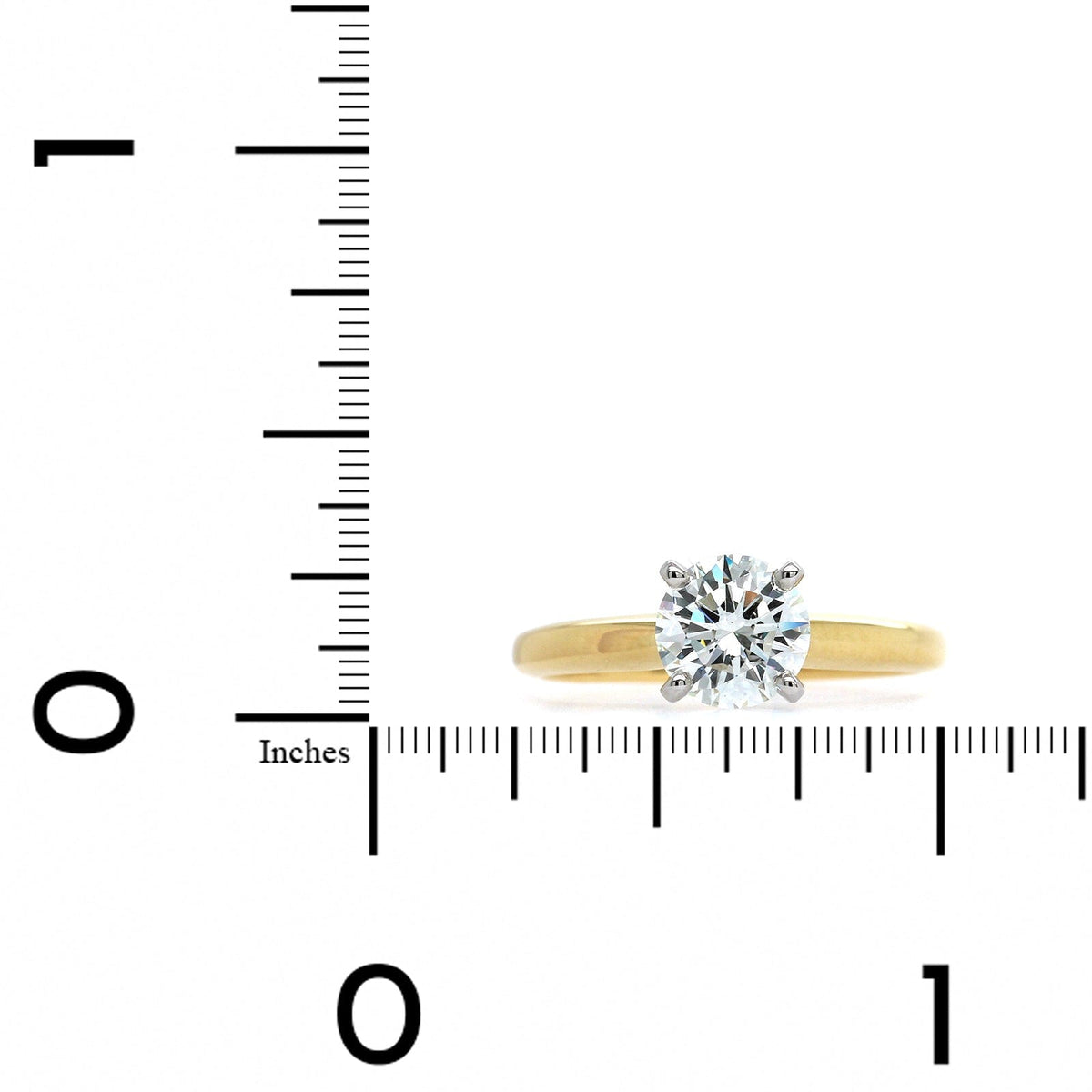 18K Yellow Gold and Platinum Diamond Solitaire Engagement Ring