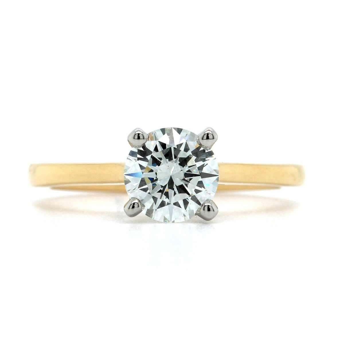 18K Yellow Gold and Platinum Diamond Solitaire Engagement Ring