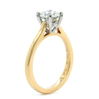 18K Yellow Gold and Platinum Diamond Solitaire Engagement Ring