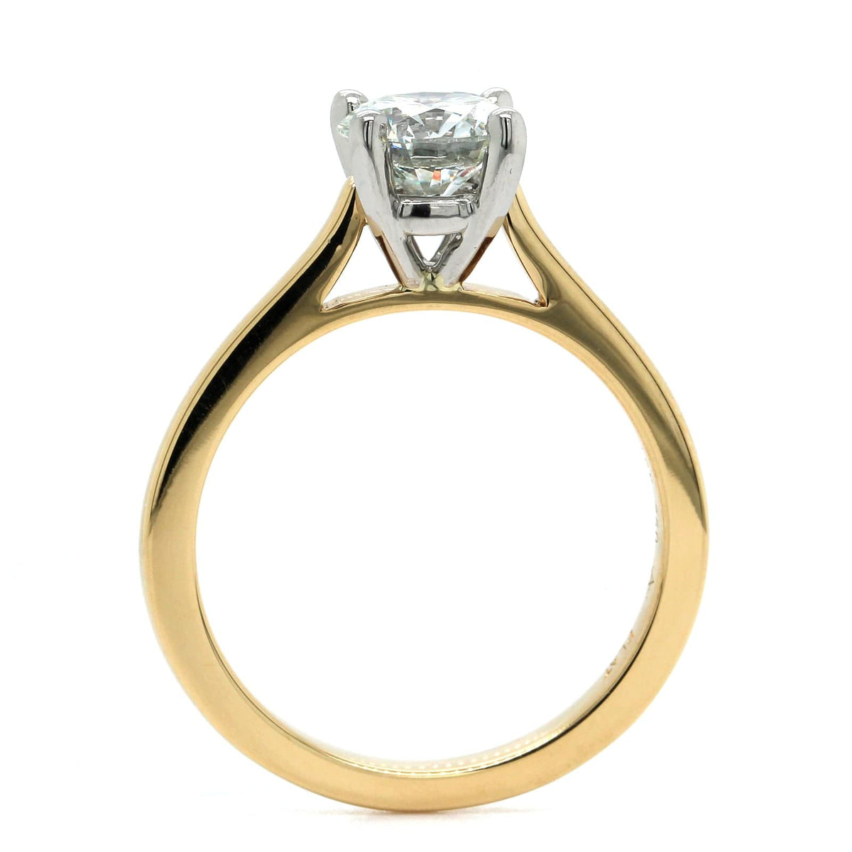 18K Yellow Gold and Platinum Diamond Solitaire Engagement Ring