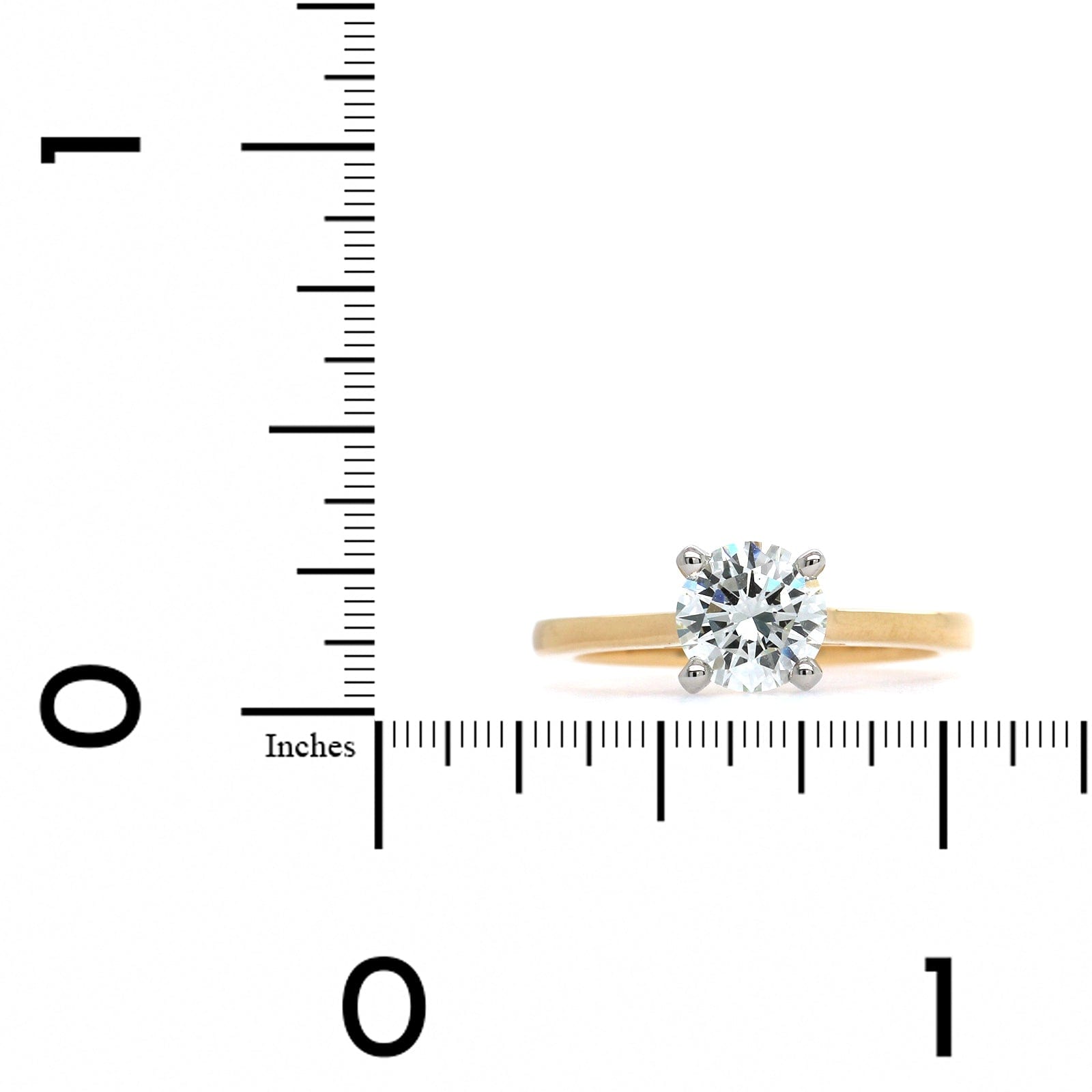 18K Yellow Gold and Platinum Diamond Solitaire Engagement Ring