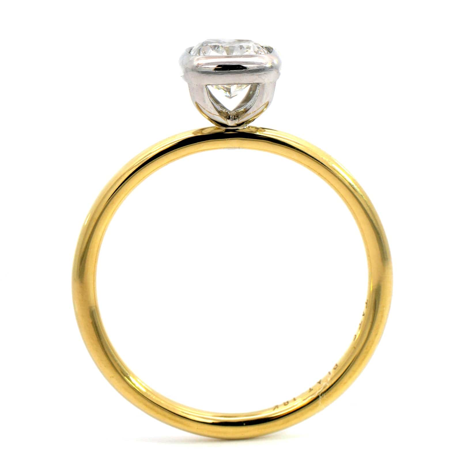 18K Yellow Gold with Platinum Cushion Diamond Engagement Ring