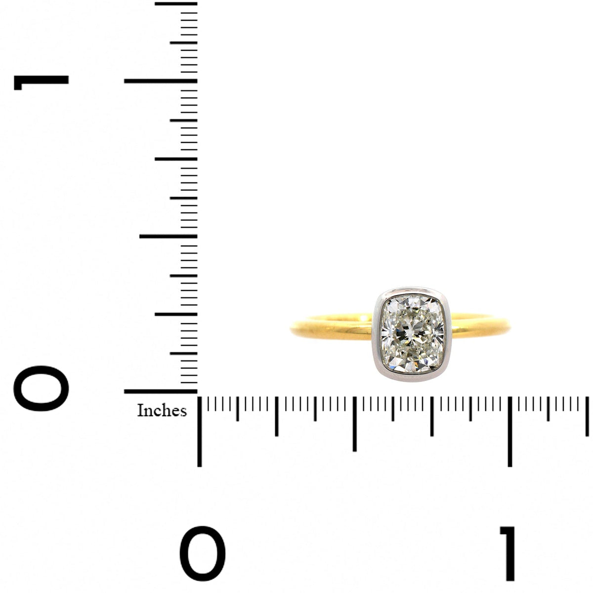 18K Yellow Gold with Platinum Cushion Diamond Engagement Ring