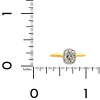 18K Yellow Gold with Platinum Cushion Diamond Engagement Ring