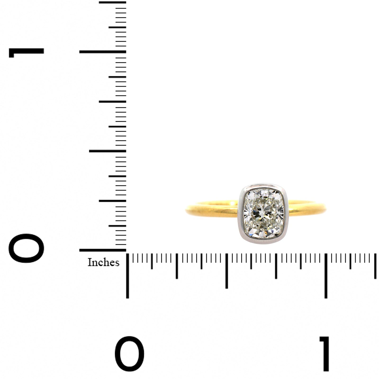 18K Yellow Gold with Platinum Cushion Diamond Engagement Ring