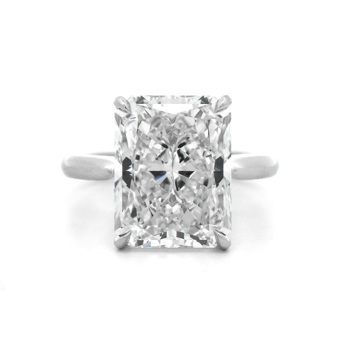 Platinum Radiant Cut Diamond Cathedral Engagement Ring