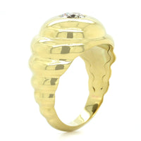 18K Yellow Gold Scalloped Diamond Ring