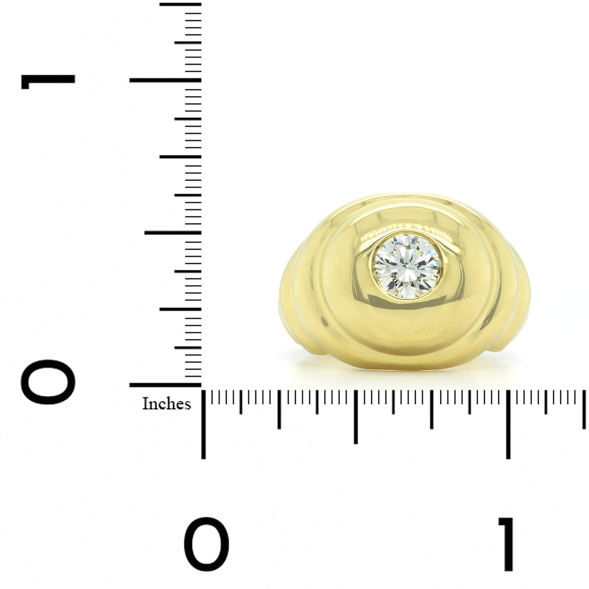 18K Yellow Gold Scalloped Diamond Ring