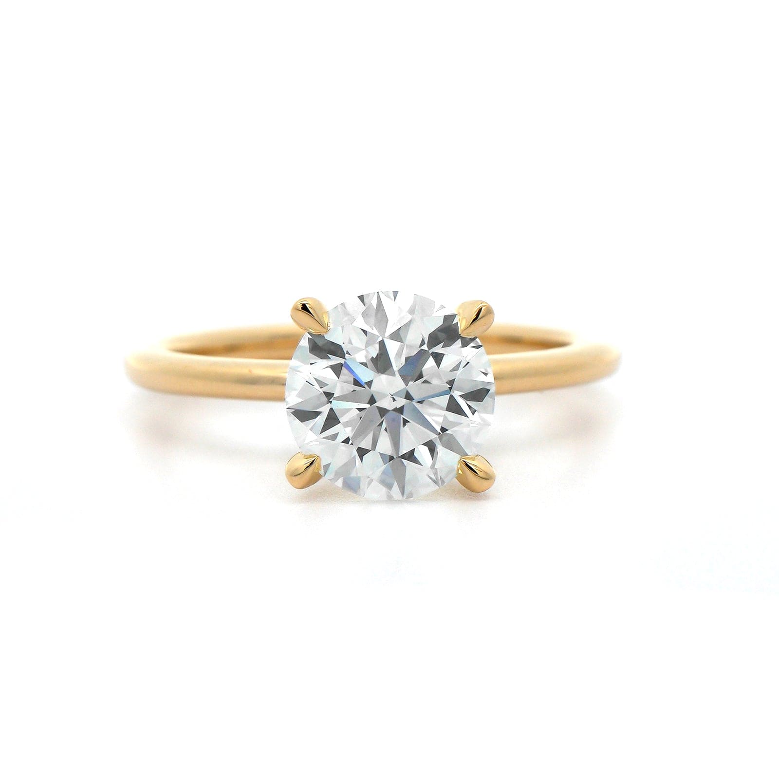 18K Yellow Gold Round Diamond Solitaire Engagement Ring