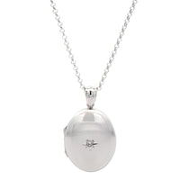 Sterling Silver Oval Diamond Locket Necklace