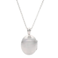Sterling Silver Oval Diamond Locket Necklace