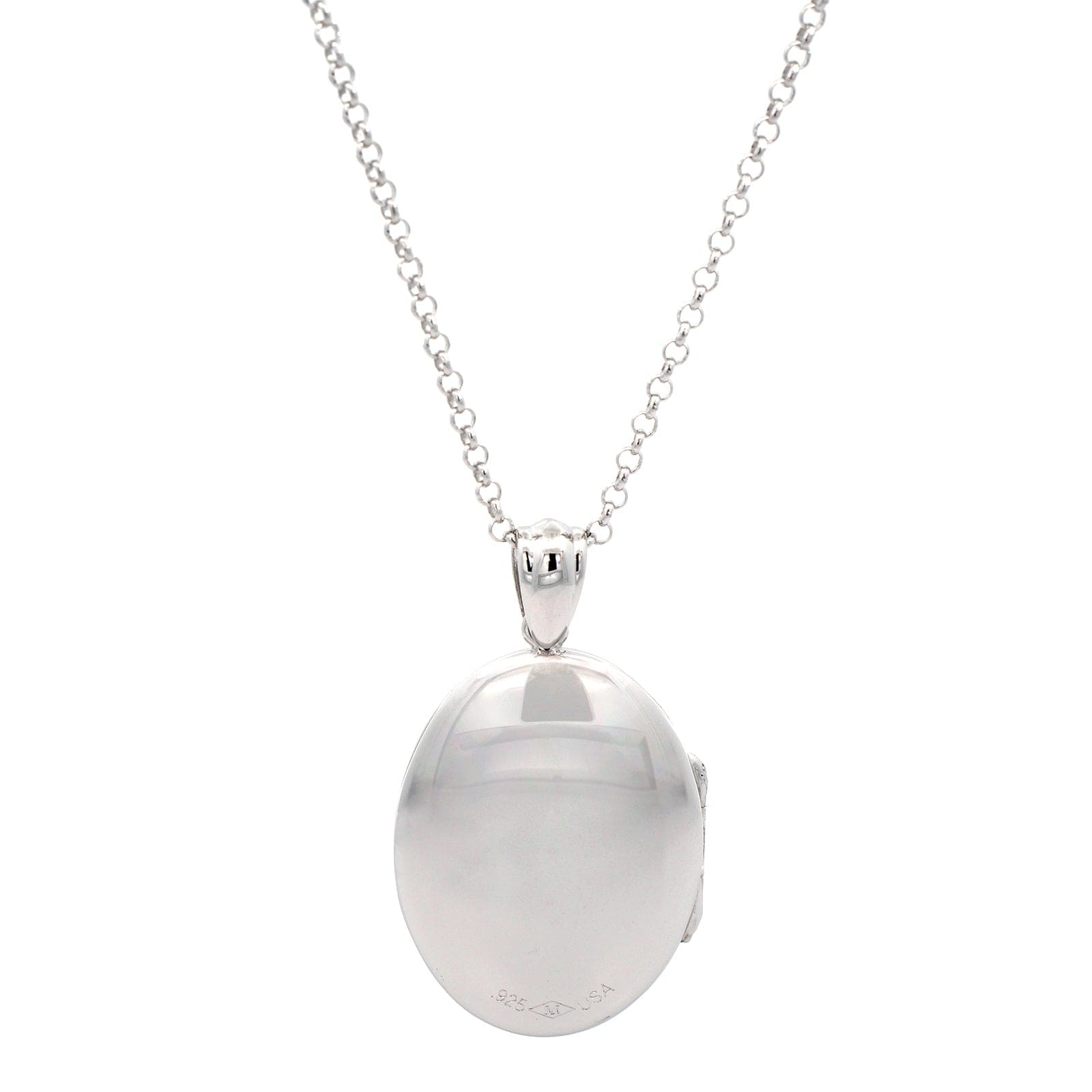 Sterling Silver Oval Diamond Locket Necklace