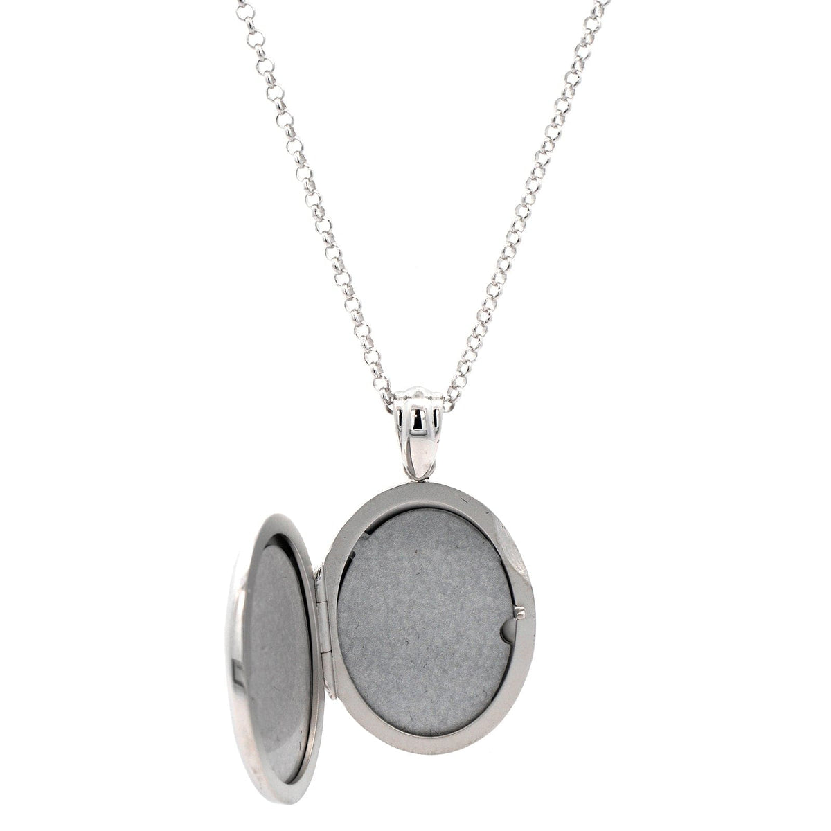Sterling Silver Oval Diamond Locket Necklace
