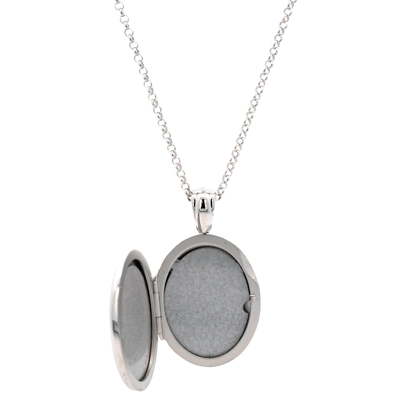 Sterling Silver Oval Diamond Locket Necklace