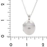 Sterling Silver Oval Diamond Locket Necklace