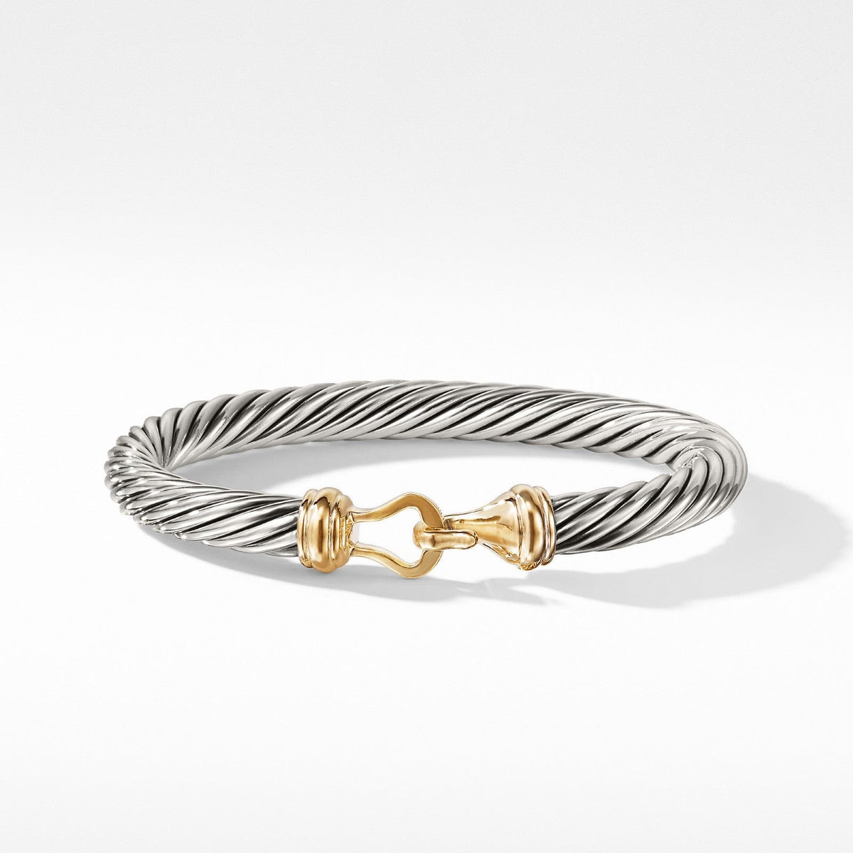 Buckle Classic Cable Bracelet in Sterling Silver with 14K Yellow Gold, 7mm