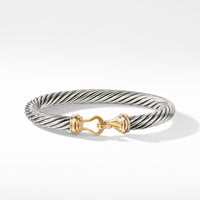 Buckle Classic Cable Bracelet in Sterling Silver with 14K Yellow Gold, 7mm