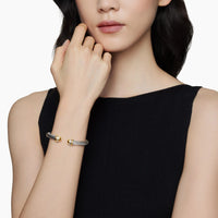 Classic Cable Bracelet Sterling Silver with 14K Yellow Gold Domes, 7mm