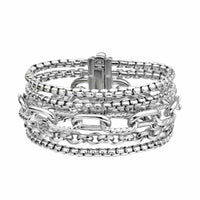 Multi Row Chain Bracelet Sterling Silver, 29mm