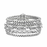 Multi Row Chain Bracelet Sterling Silver, 29mm