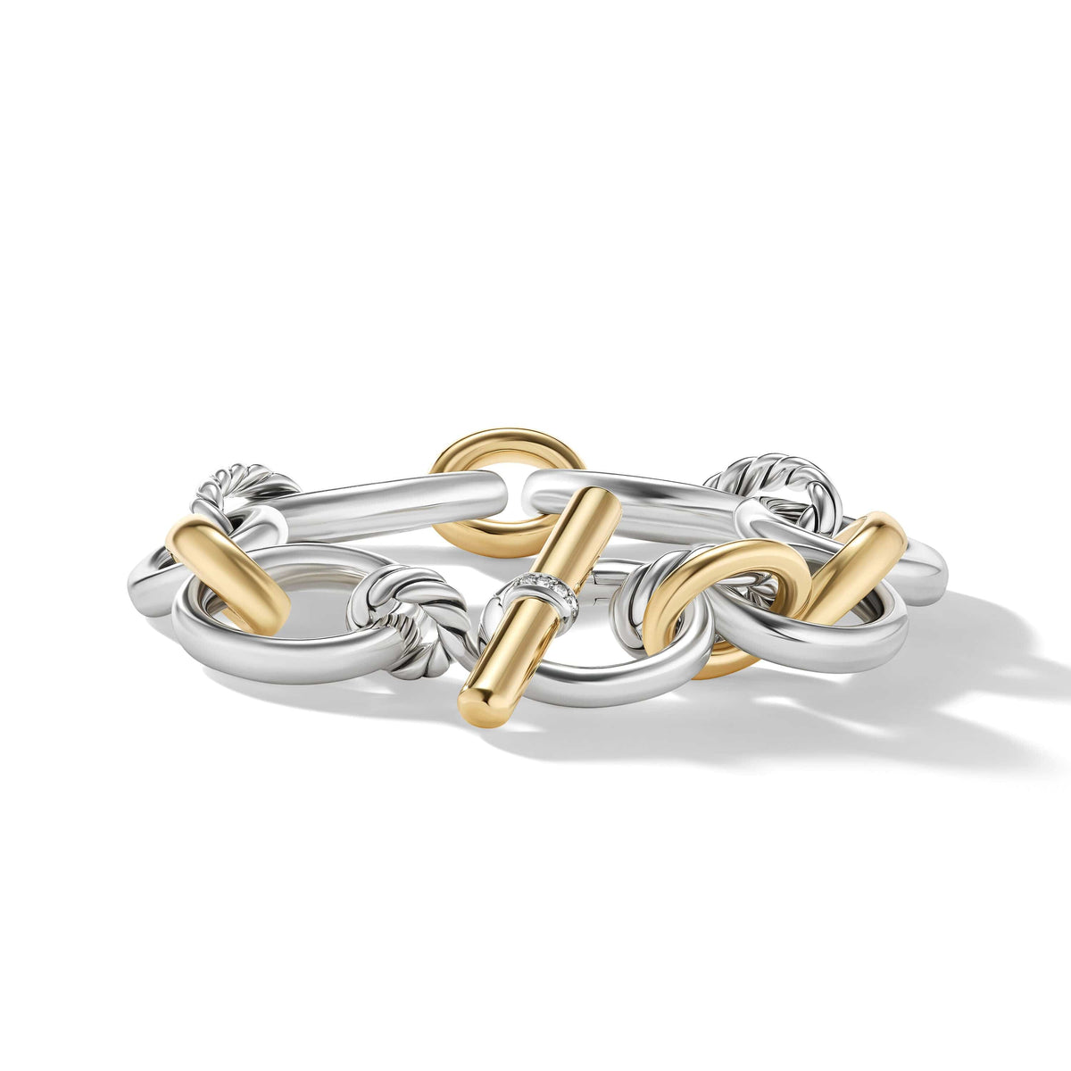 DY Mercer™ Bracelet in Sterling Silver with 18K Yellow Gold and Pavé Diamonds