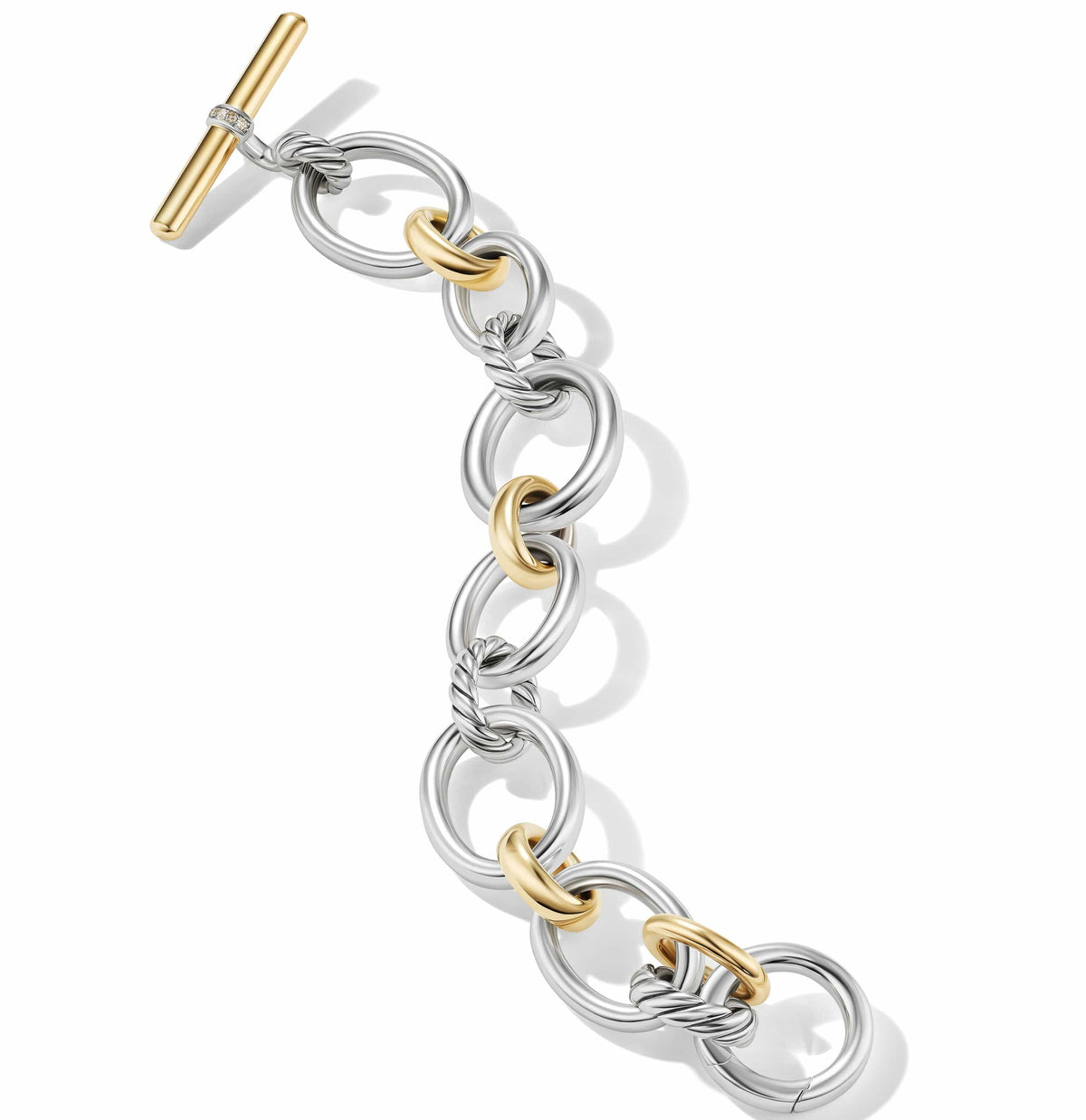 DY Mercer™ Bracelet in Sterling Silver with 18K Yellow Gold and Pavé Diamonds
