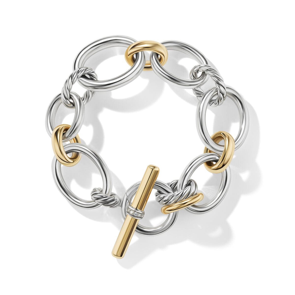 DY Mercer™ Bracelet in Sterling Silver with 18K Yellow Gold and Pavé Diamonds