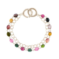 Adel Chefridi Sterling Silver Tourmaline Bead Chain Link Necklace
