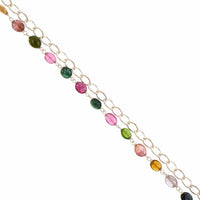 Adel Chefridi Sterling Silver Tourmaline Bead Chain Link Necklace