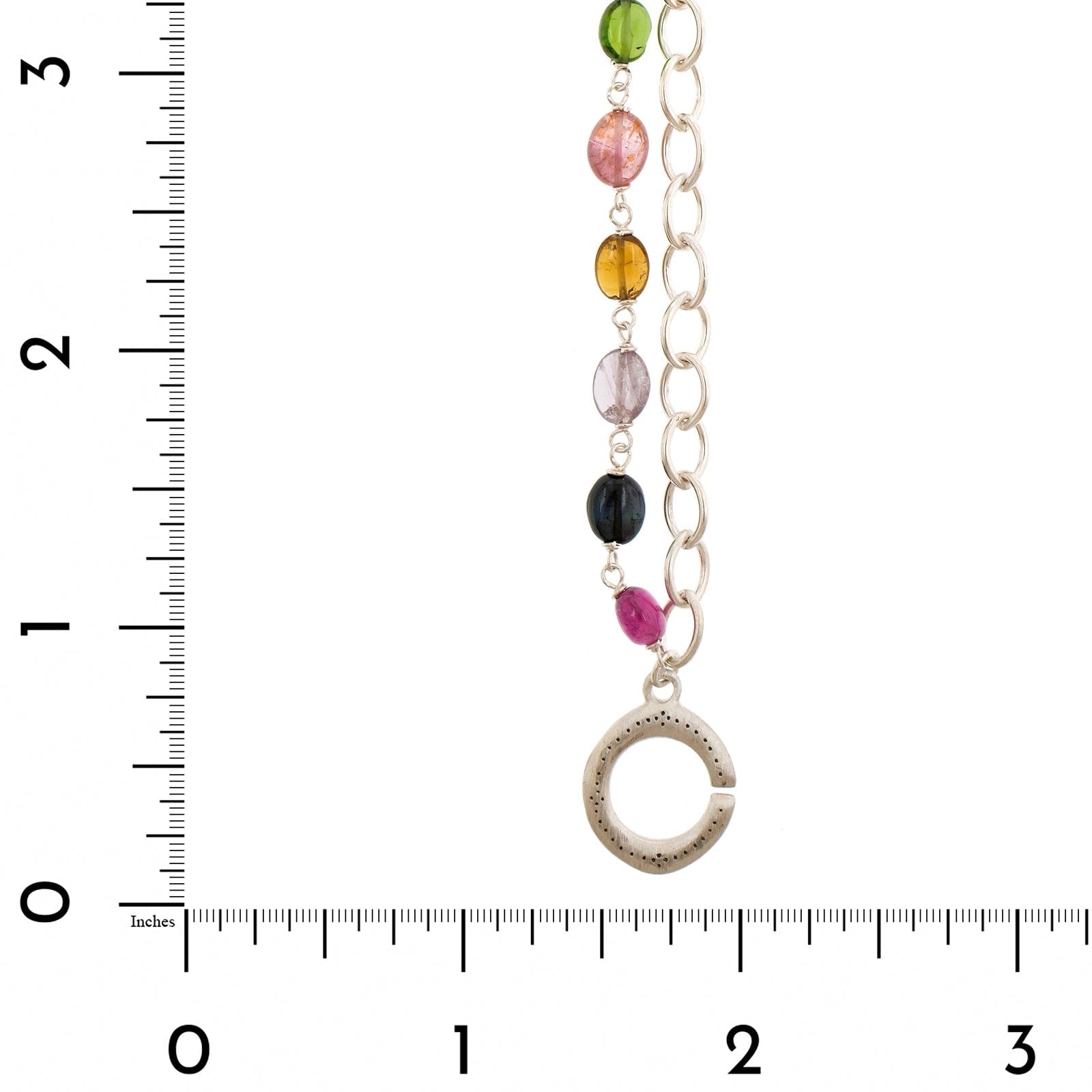Adel Chefridi Sterling Silver Tourmaline Bead Chain Link Necklace