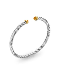 Cable Flex Bracelet in Sterling Silver with 14K Yellow Gold and Citrine, 4mm