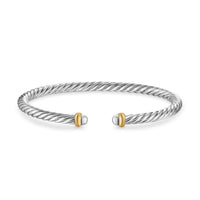 Cable Flex Bracelet in Sterling Silver with 14K Yellow Gold, 4mm