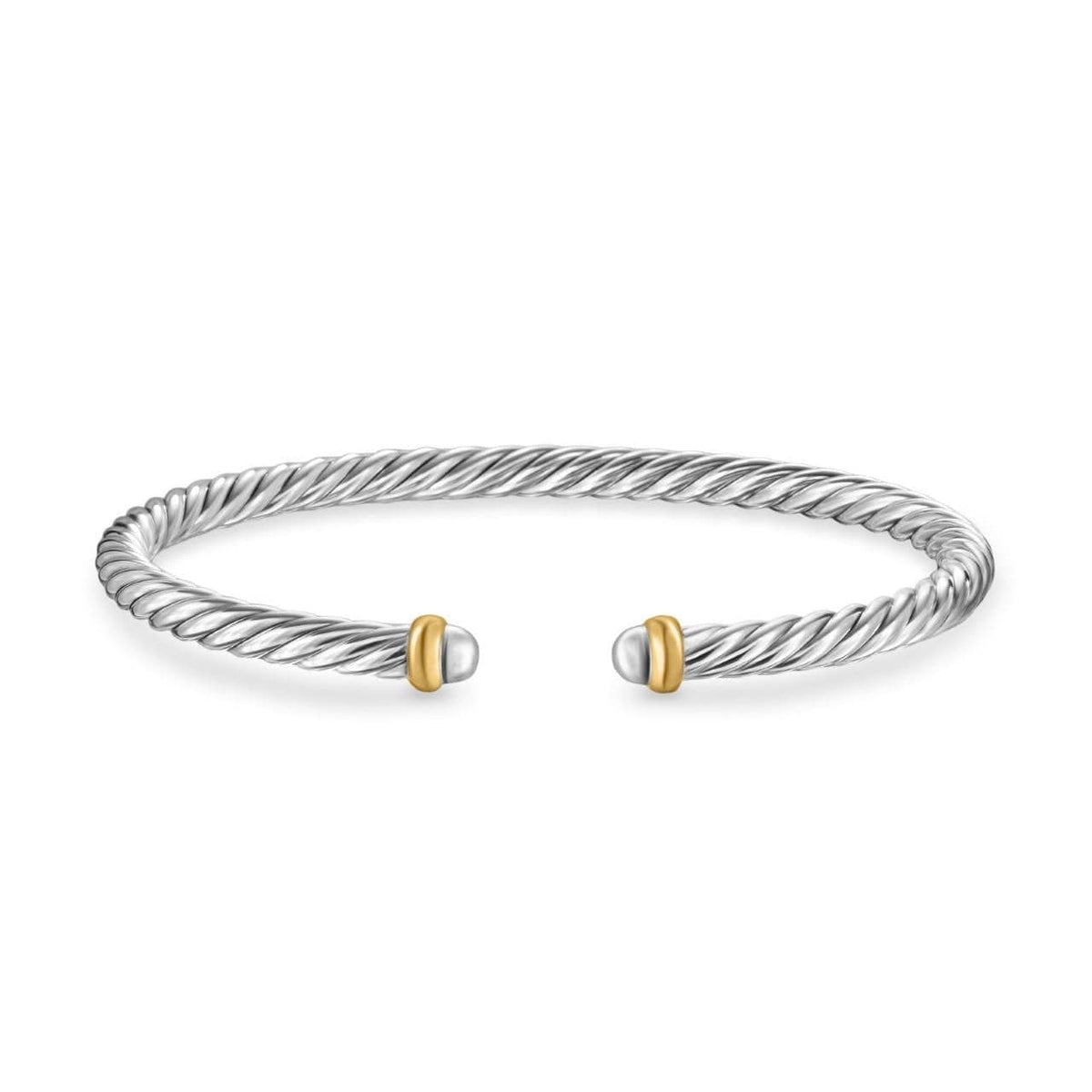 Cable Flex Bracelet in Sterling Silver with 14K Yellow Gold, 4mm