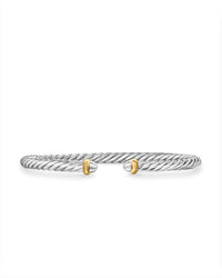 Cable Flex Bracelet in Sterling Silver with 14K Yellow Gold, 4mm