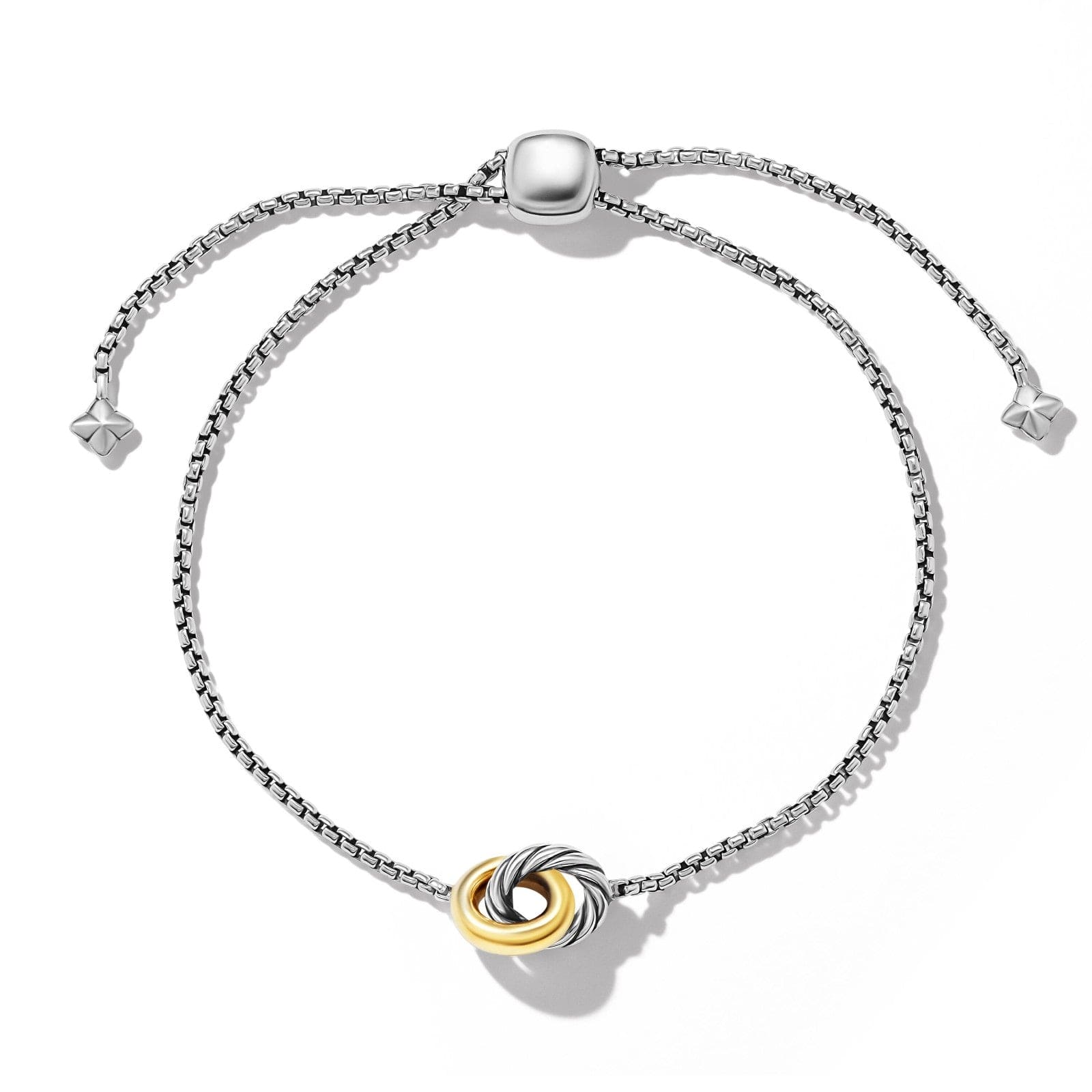 Petite Cable Linked Bracelet in Sterling Silver with 14K Yellow Gold, 15mm