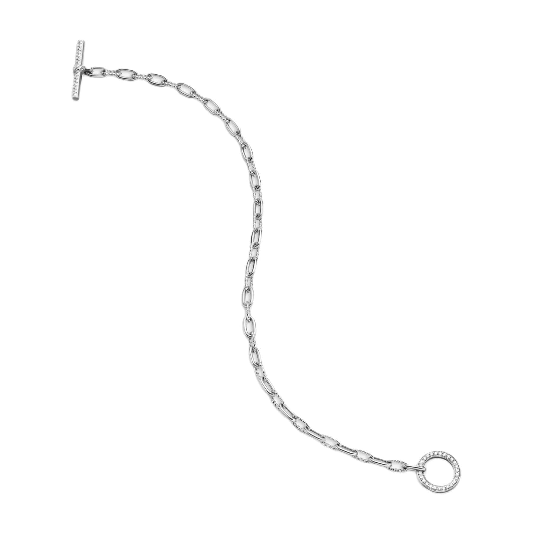 DY Madison® Pavé Toggle Chain Bracelet Sterling Silver with Diamonds, 3mm