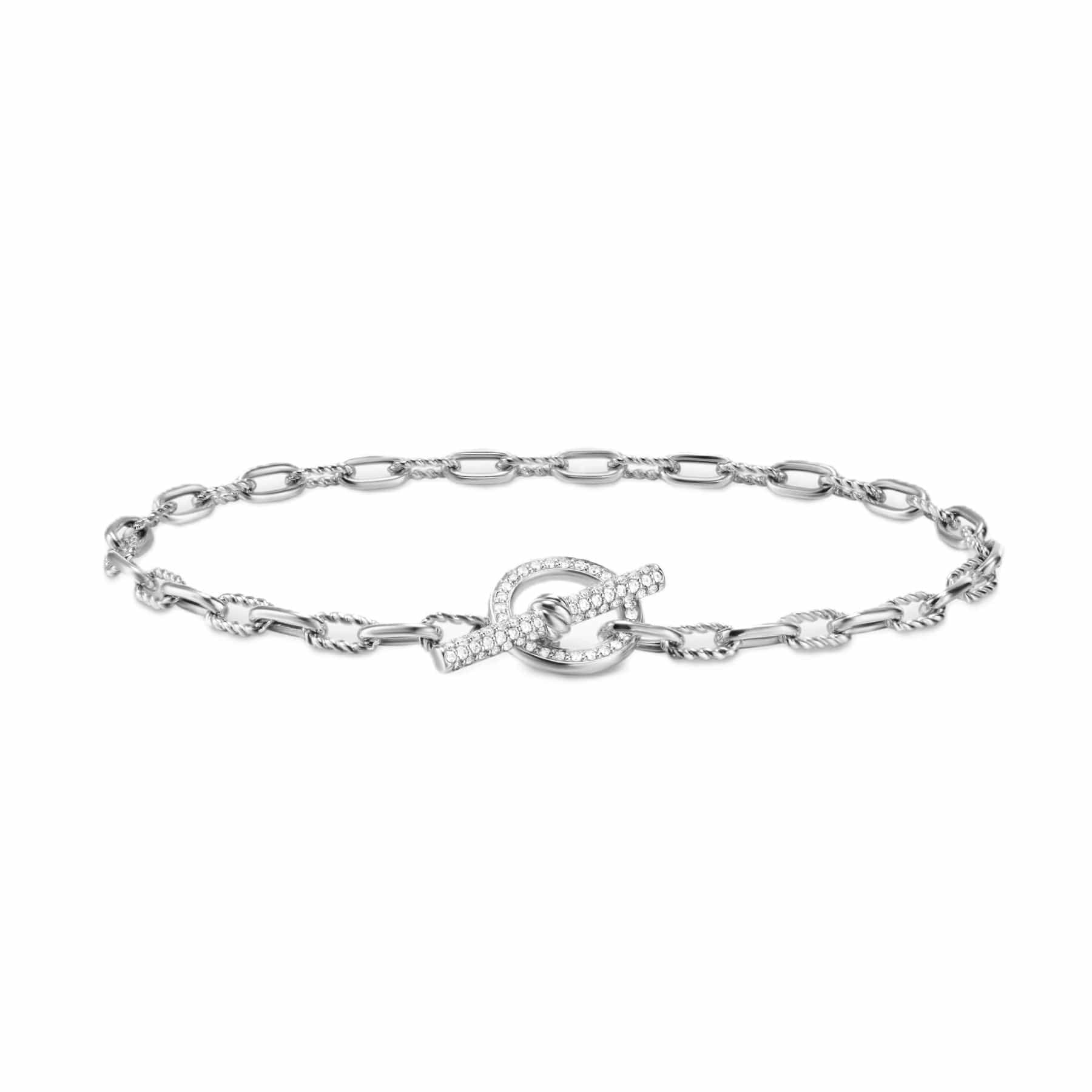 DY Madison® Pavé Toggle Chain Bracelet Sterling Silver with Diamonds, 3mm
