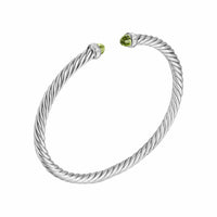 Cablespira® Flex Bracelet Sterling Silver with Peridot and Diamonds, 4mm