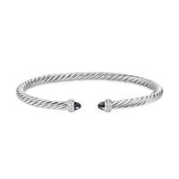 Cablespira® Flex Bracelet Sterling Silver with Black Onyx and Diamonds, 4mm