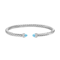 Cablespira® Flex Bracelet Sterling Silver with Blue Topaz and Diamonds, 4mm
