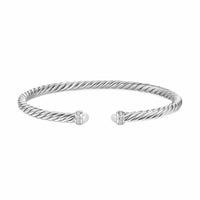 Cablespira® Flex Bracelet Sterling Silver with Pearls and Diamonds, 4mm