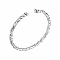 Cablespira® Flex Bracelet Sterling Silver with Pearls and Diamonds, 4mm