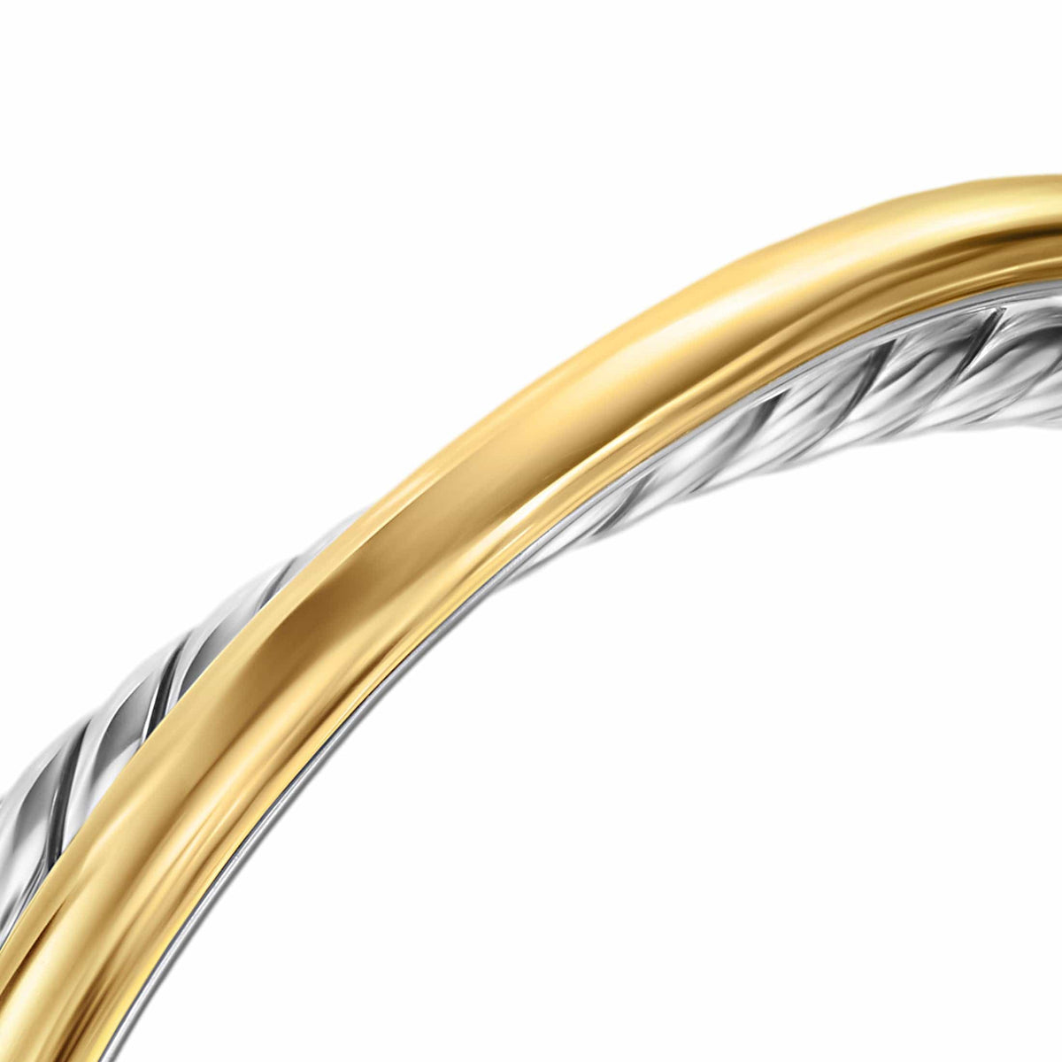 Crossover Two Row Cuff Bracelet Sterling Silver with 14K Yellow Gold, 11mm