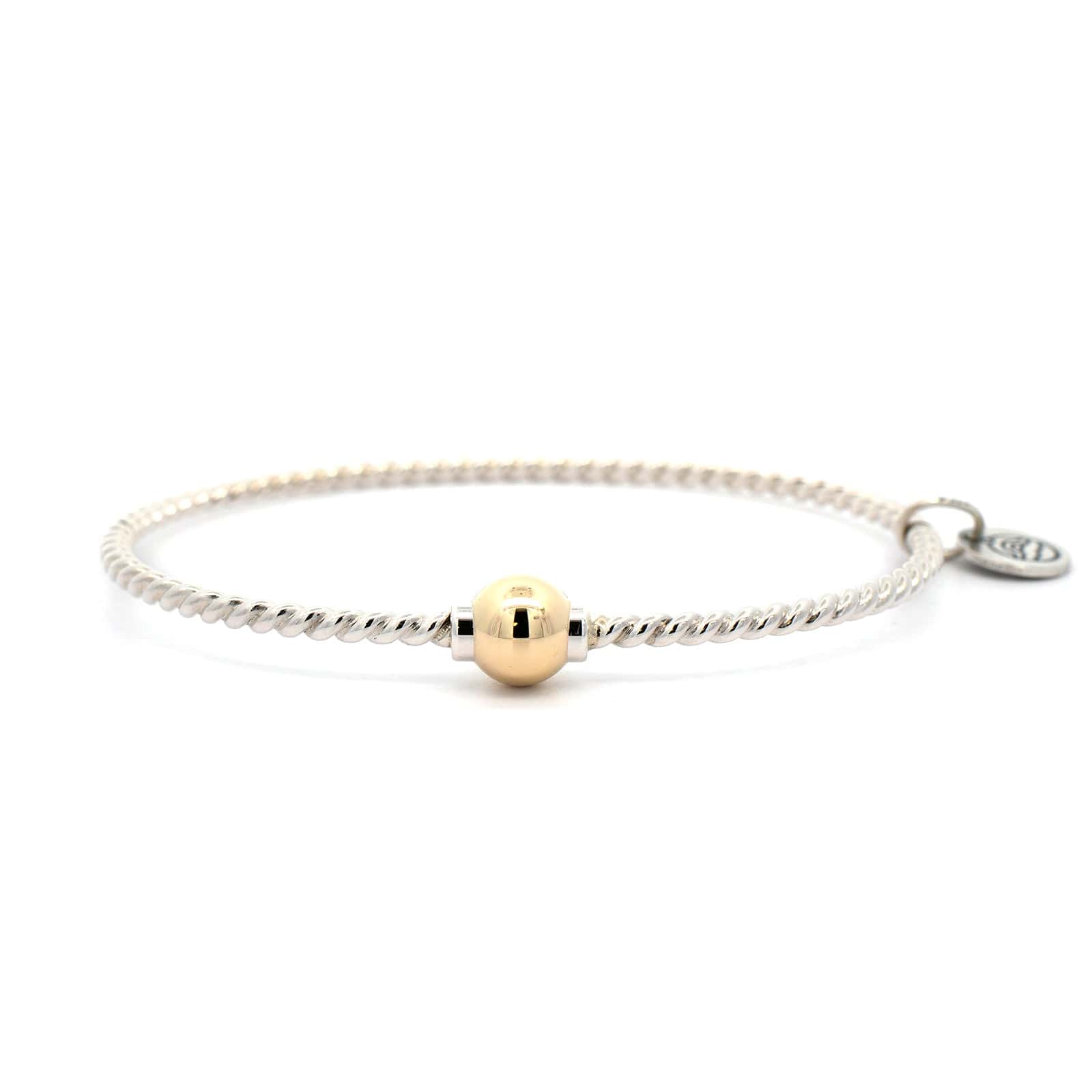 Sterling Silver and 14K Yellow Gold Twisted Wire Cape Cod Bracelet